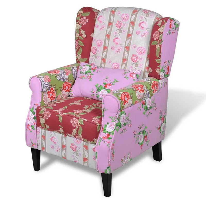 Foto van The living store patchwork fauteuil - bloemenpatroon - 68 x 73 x 101 cm - ergonomisch - duurzaam