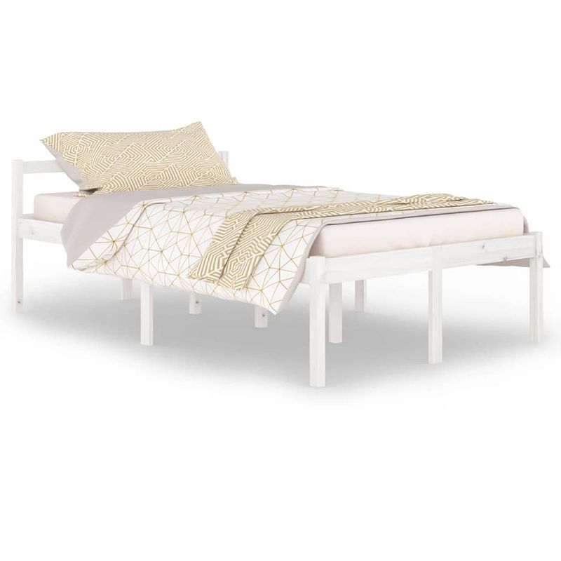 Foto van The living store bedframe massief grenenhout wit 120x200 cm - bed