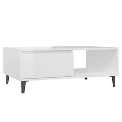 Foto van The living store middentafel - hoogglans wit - 90 x 60 x 35 cm - spaanplaat en metaal