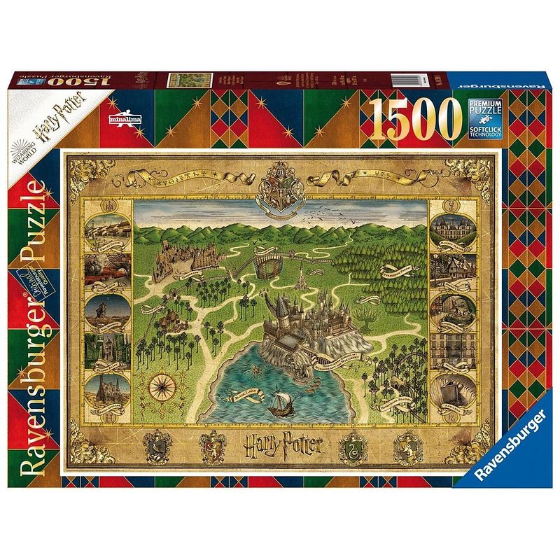 Foto van Ravensburger puzzel 1500 p - hogwarts / harry potter-kaart