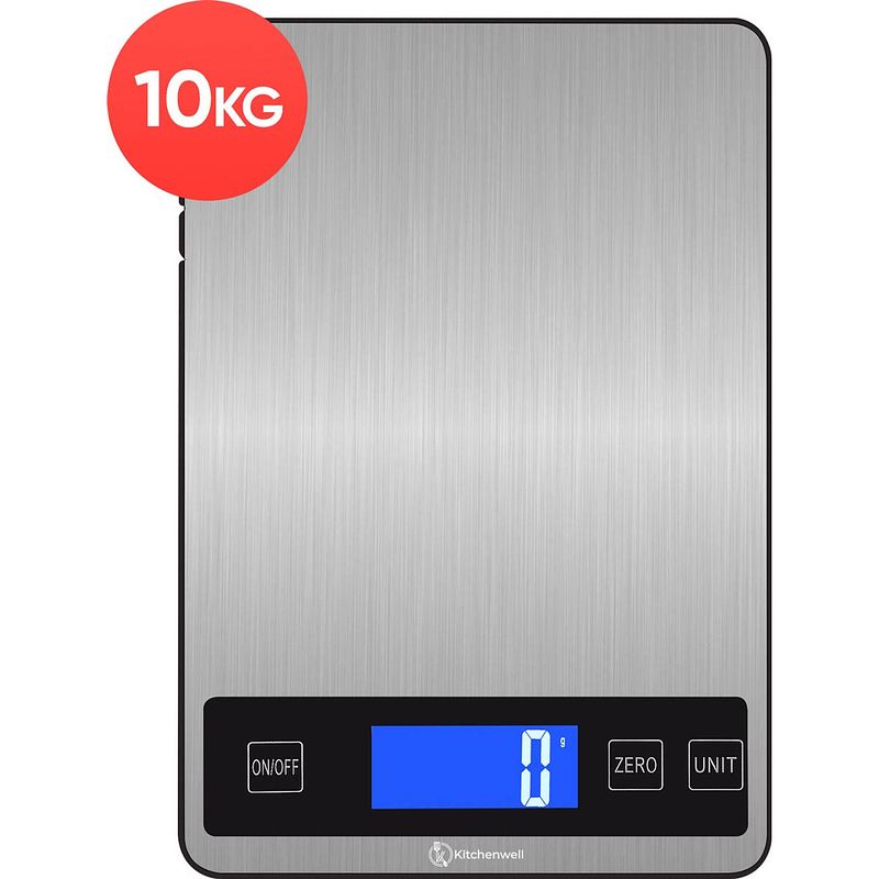 Foto van Kitchenwell digitale precisie keukenweegschaal - 1gr - 10kg - grijs