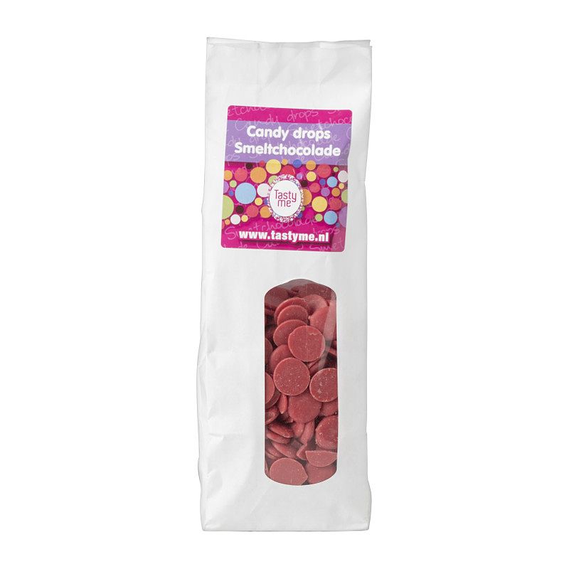 Foto van Tasty me candy drops/smeltchocolade - roze - 330 g