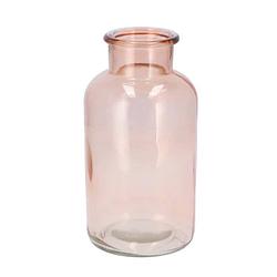 Foto van Dk design bloemenvaas melkbus fles - helder glas zachtroze - d10 x h20 cm - vazen