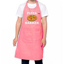 Foto van Pizza bakker schort/ keukenschort roze voor jongens en meisjes - bakken met kinderen - feestschorten