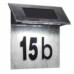 Foto van Transparante solar huisnummer plaat met led licht - huisnummerplaten / huisnummerbordjes