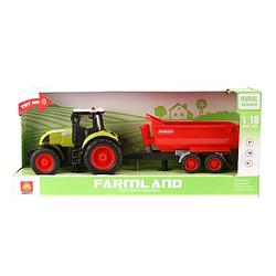 Foto van Wenyi farmland tractor + aanhanger met licht en geluid 1:16 rood