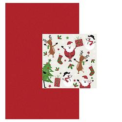 Foto van Tafelkleed met servetten kerst thema rood - tafellakens