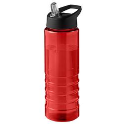 Foto van Sport bidon hi-eco gerecycled kunststof - drinkfles/waterfles - rood/zwart - 750 ml - drinkflessen