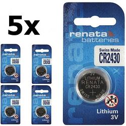 Foto van 5 stuks renata cr2430 3v lithium knoopcelbatterij