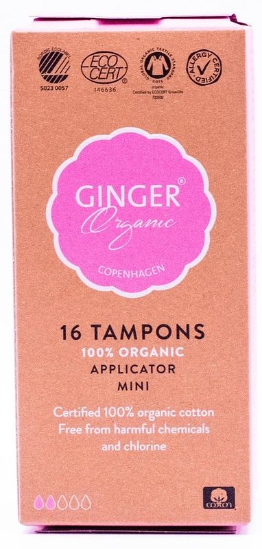 Foto van Ginger organic tampons mini met applicator