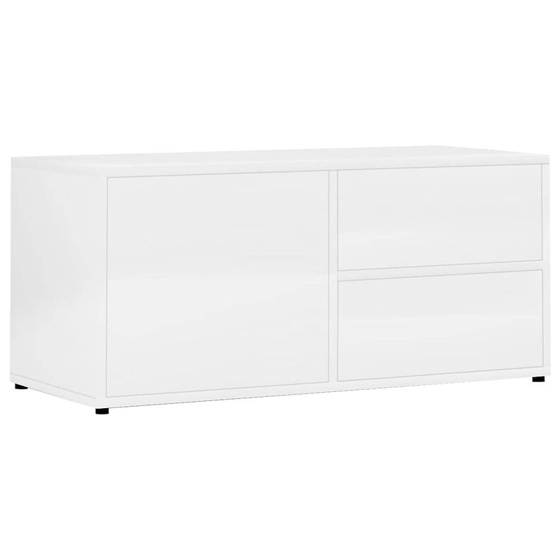 Foto van The living store tv-meubel classic - hoogglans wit - 80x34x36 cm - 2 lades en 1 vak