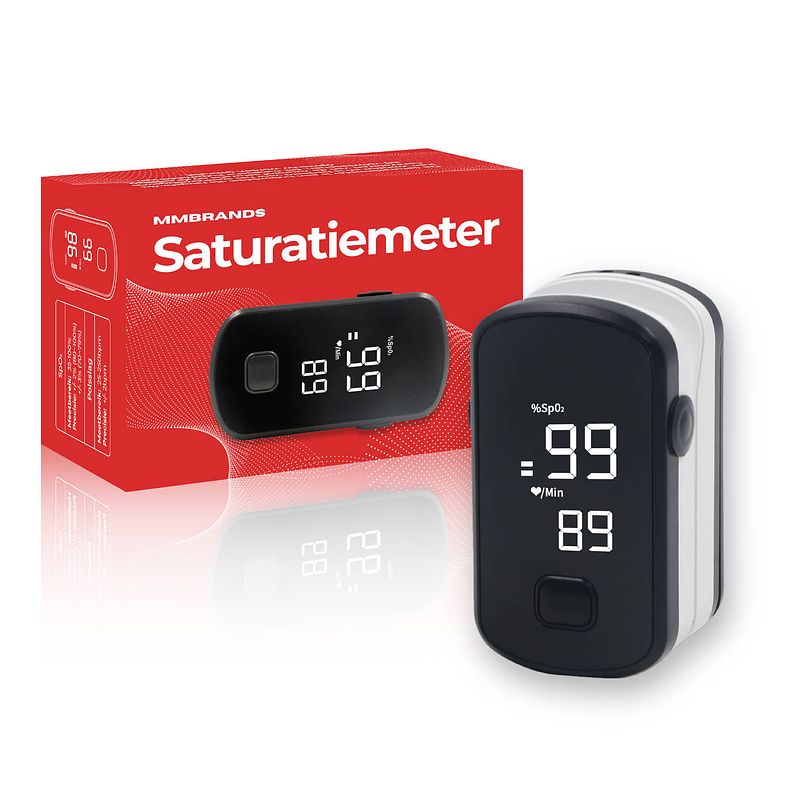 Foto van Mm brands saturatiemeter - zuurstofmeter vinger met hartslagmeter - pulse oximeter