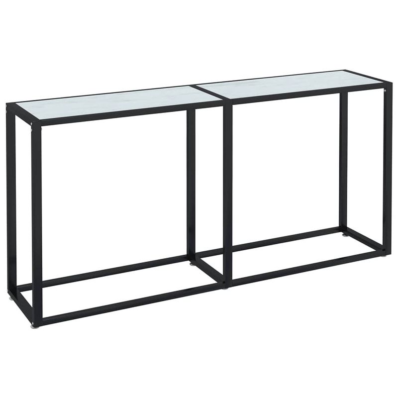 Foto van Vidaxl wandtafel 160x35x75,5 cm gehard glas witmarmerkleurig