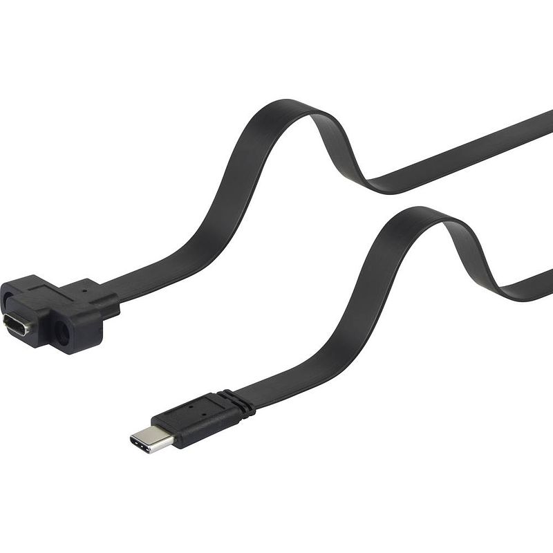 Foto van Renkforce usb-kabel usb 3.2 gen1 (usb 3.0 / usb 3.1 gen1) usb-c stekker, usb-c bus 25.00 cm zwart schroefbaar, zeer flexibel rf-3415030