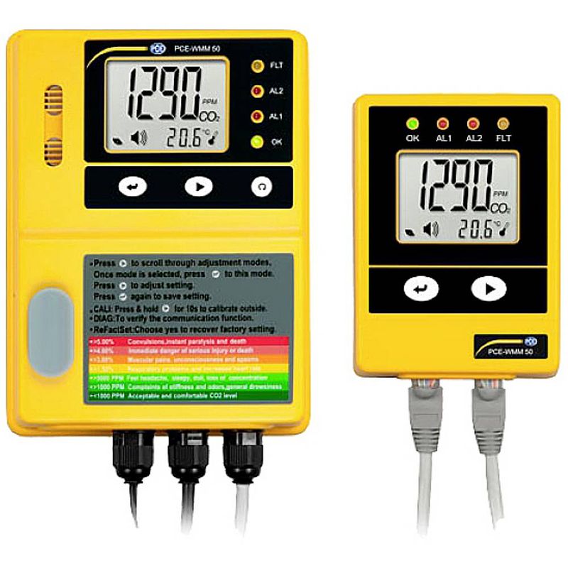 Foto van Pce instruments pce-wmm 50 kooldioxidemeter 0 - 50000 ppm met temperatuurmeting kalibratie fabrieksstandaard (zonder certificaat)