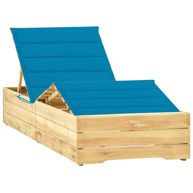 Foto van Vidaxl ligbed met blauw kussen geïmpregneerd grenenhout