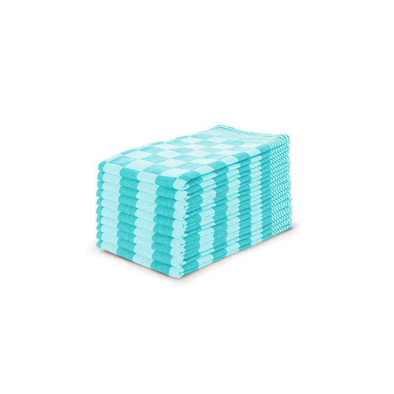 Foto van Elegance theedoekenset blok 65x65cm - turquoise - set van 10