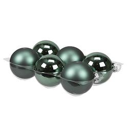 Foto van 6x stuks glazen kerstballen emerald groen (greenlake) 8 cm mat/glans - kerstbal