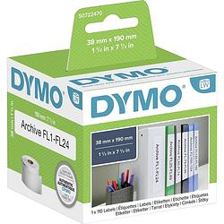 Foto van Dymo rol met etiketten 99018 s0722470 38 x 190 mm papier wit 110 stuk(s) permanent ordneretiketten
