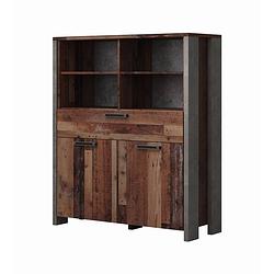 Foto van Meubella - dressoir cade - eiken - grijs - hoog - 107 cm