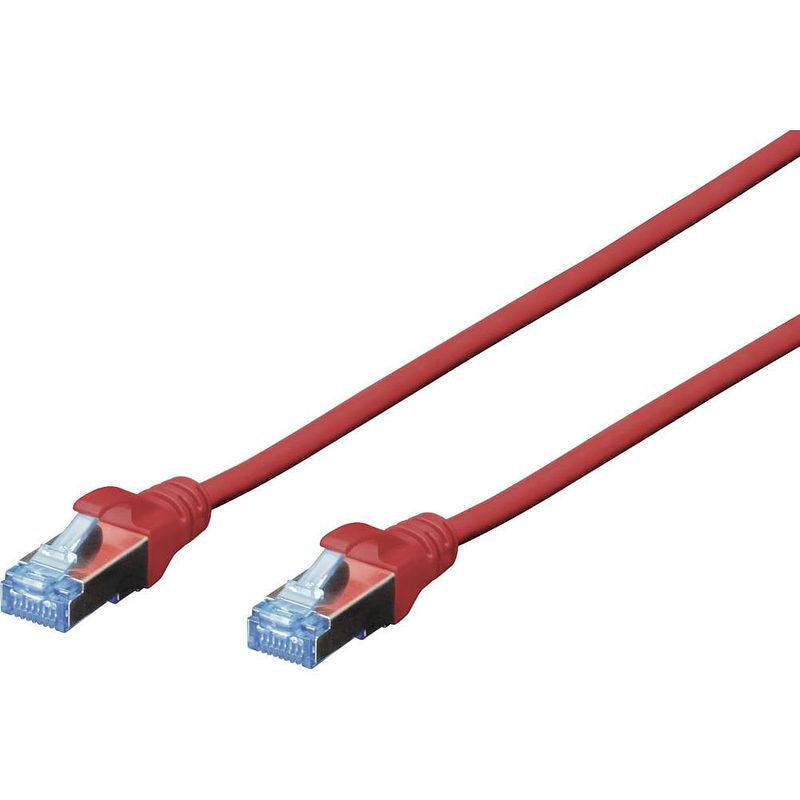 Foto van Digitus dk-1531-100/r rj45 netwerkkabel, patchkabel cat 5e sf/utp 10.00 m rood 1 stuk(s)