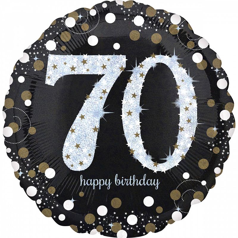 Foto van Anagram folieballon sparkling 70th birthday 71 cm zwart