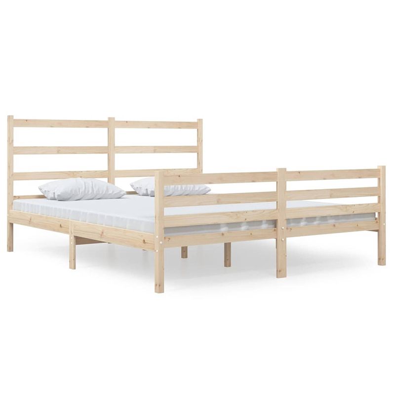 Foto van The living store houten bedframe - klassiek - bed - afmeting- 195.5 x 141 x 100 cm - ken- hoogwaardig massief