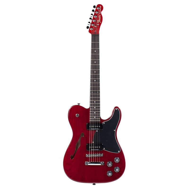 Foto van Fender jim adkins ja-90 telecaster thinline crimson red trans