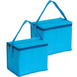 Foto van 2x stuks kleine koeltassen voor lunch lichtblauw 20 x 13 x 17 cm 4.5 liter - koeltas