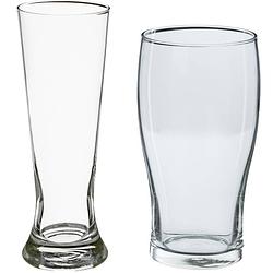 Foto van Bierglazen set - pilsglazen fluitje/pint glazen - 8x stuks - glas - bierglazen