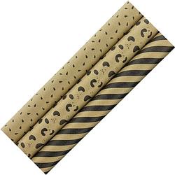 Foto van Bruine parel assortiment cadeaupapier inpakpapier met goudkleurig design - 70 cm x 2 meter - 3 rollen