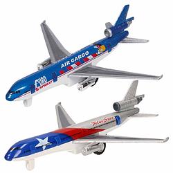 Foto van Speelgoed vliegtuigen setje van 2 stuks zilver en blauw 19 cm - speelgoed vliegtuigen