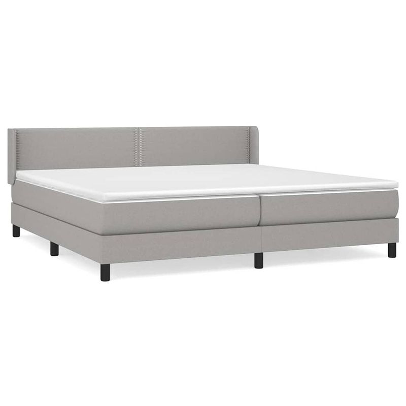 Foto van The living store boxspringbed lichtgrijs 203x203cm - duurzaam - verstelbaar hoofdbord - pocketvering - middelharde