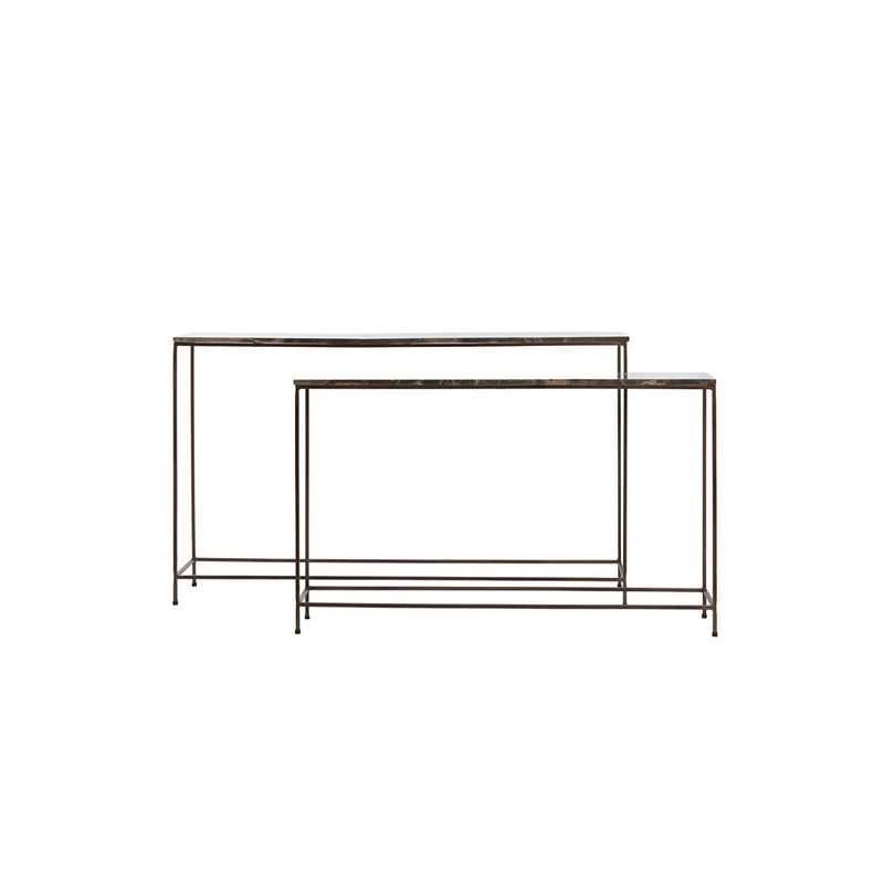 Foto van Light&living side table s/2 120x21x72+140x25x82 cm morena bruin mar...