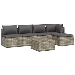 Foto van Vidaxl 6-delige loungeset met kussens poly rattan grijs