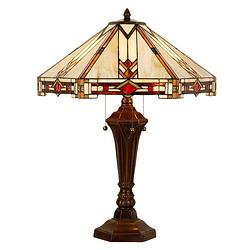 Foto van Lumilamp tiffany tafellamp 75 cm beige glas tiffany bureaulamp beige tiffany bureaulamp