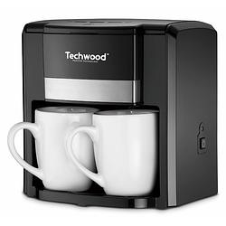 Foto van Techwood duo koffiezetter tca-206 met twee porseleinen kopjes