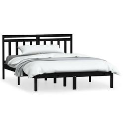 Foto van Vidaxl bedframe massief hout zwart 120x190 cm 4ft small double