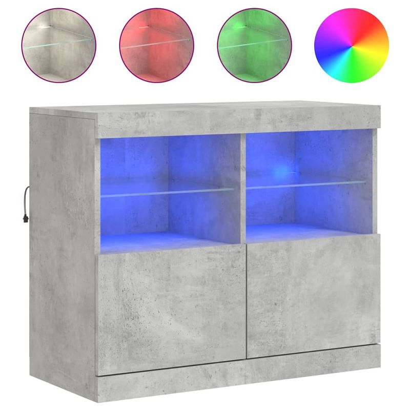 Foto van Vidaxl dressoir met led-verlichting 81x37x67 cm betongrijs