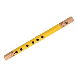 Foto van Gele fluit van bamboe 30 cm - speelgoed blokfluiten