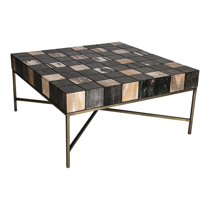 Foto van Ptmd petrified laminate gemeleerd koffietafel goud fram