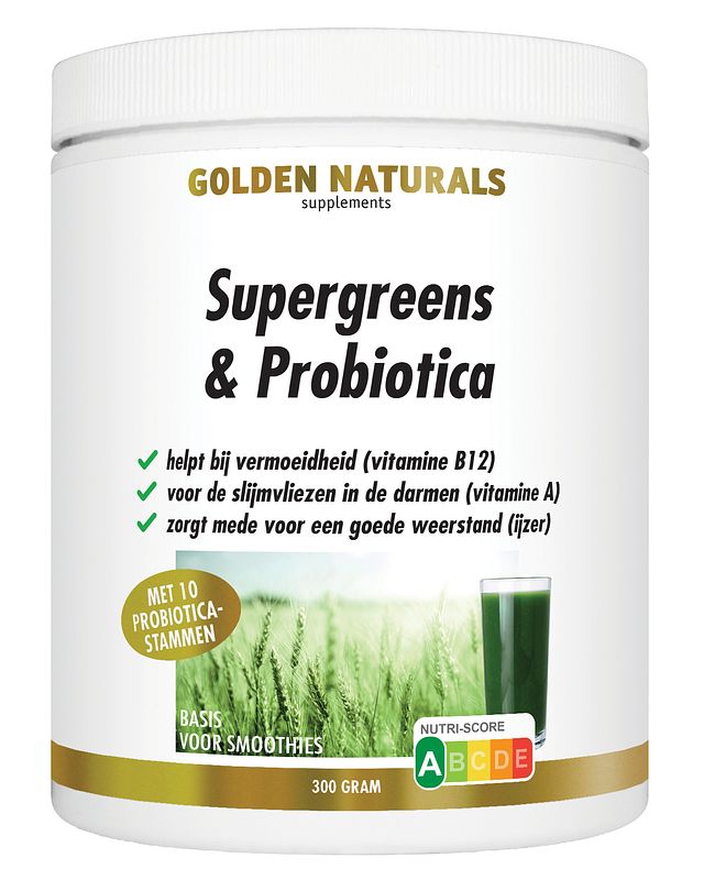 Foto van Golden naturals supergreens & probiotica poeder