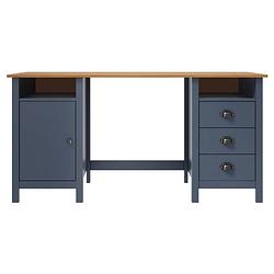 Foto van The living store hill bureau - massief grenenhout - 150 x 50 x 74 cm - grijs en honingbruin