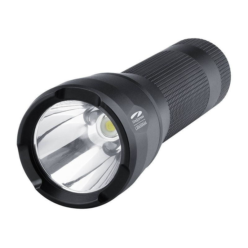 Foto van Litexpress zaklamp led batterij 500 lumen 14 cm rvs zwart