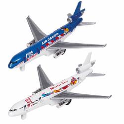 Foto van Speelgoed vliegtuigen setje van 2 stuks wit en blauw 19 cm - speelgoed vliegtuigen