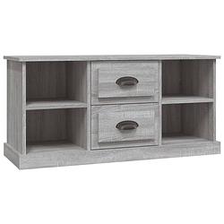 Foto van The living store tv-meubel eikenhout - grijs sonoma - 99.5 x 35.5 x 48 cm - trendy design - voldoende opbergruimte