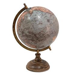 Foto van Clayre & eef wereldbol decoratie 22*22*37 cm blauw roze hout ijzer rond globe aardbol blauw globe aardbol