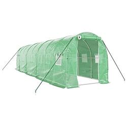 Foto van The living store broeikas - 8 x 2 x 2 m - groen - pe en gegalvaniseerd staal - met 2 ritsen