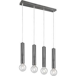 Foto van Led hanglamp - hangverlichting - trion claro - e27 fitting - 4-lichts - rond - mat nikkel - aluminium