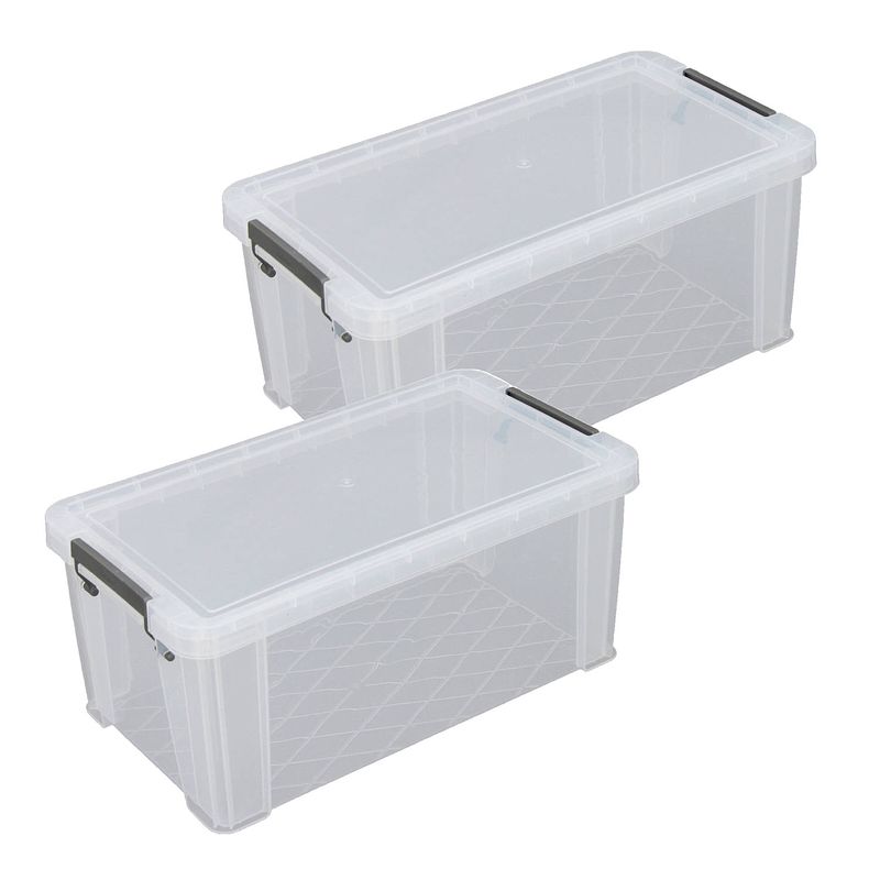 Foto van Allstore opbergbox - 2x stuks - 7,5 liter - transparant - 25 x 19 x 16 cm - opbergbox